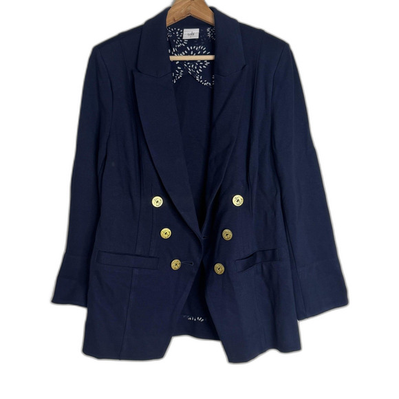 cabi Blazer Womens 8 Navy Double Breasted Gold Button Nautical Stretch 5150 - Picture 4 of 12